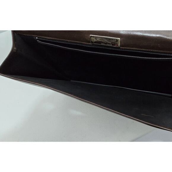 Vintage 1980s Charles Jourdan Paris Brown Leather Flap Crossbody Purse/Clutch - Picture 6 of 9